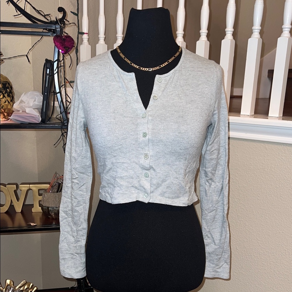 Zara Light Gray Women's Button-Down Shirt